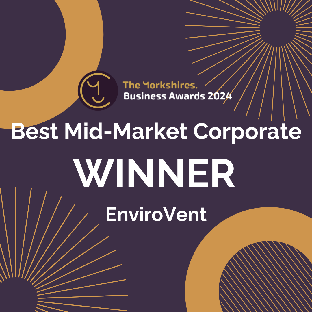 The Yorkshire Business Awards 2024 logo with the words "WINNER - EnviroVent" underneath